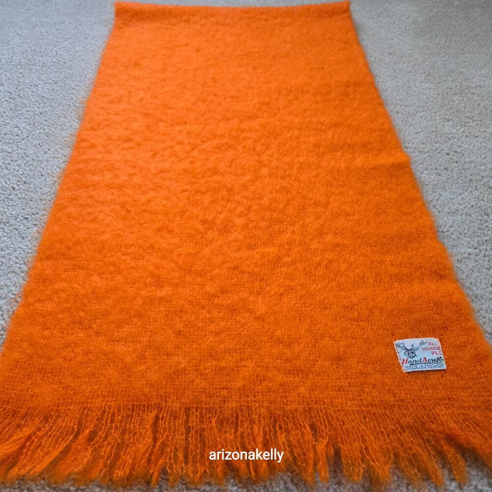 Vintage Hand Acraft Mohair & Wool Scarf Vibrant Orange - Picture 5 of 10